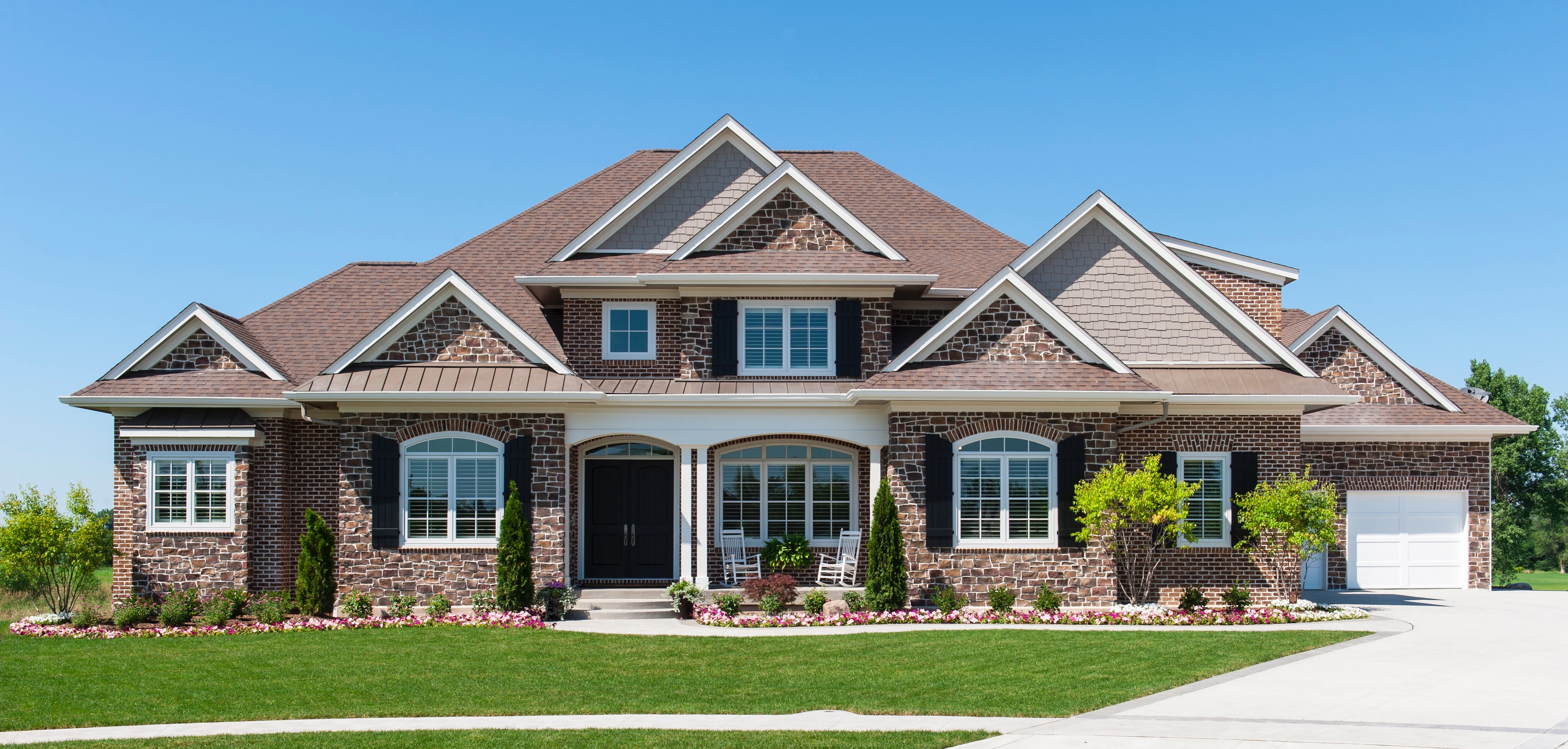 Custom stone and brick home exterior